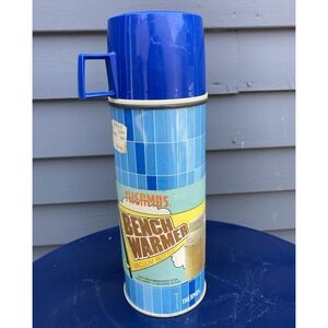Vintage King Seeley thermos Bench Warmer blue rectangles NOS orig label 1979